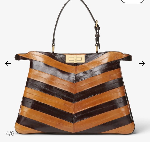 Fendi Striped Brown and Tan Shoulder Bag - Picture 4 of 4